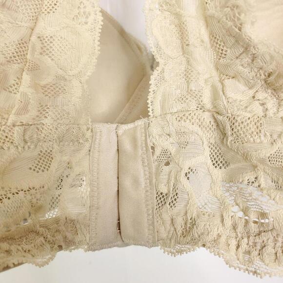 Aerie Bra Womens 36B Lace Bralette Padded Cups Strappy Crossed Back Cream - Picture 10 of 13